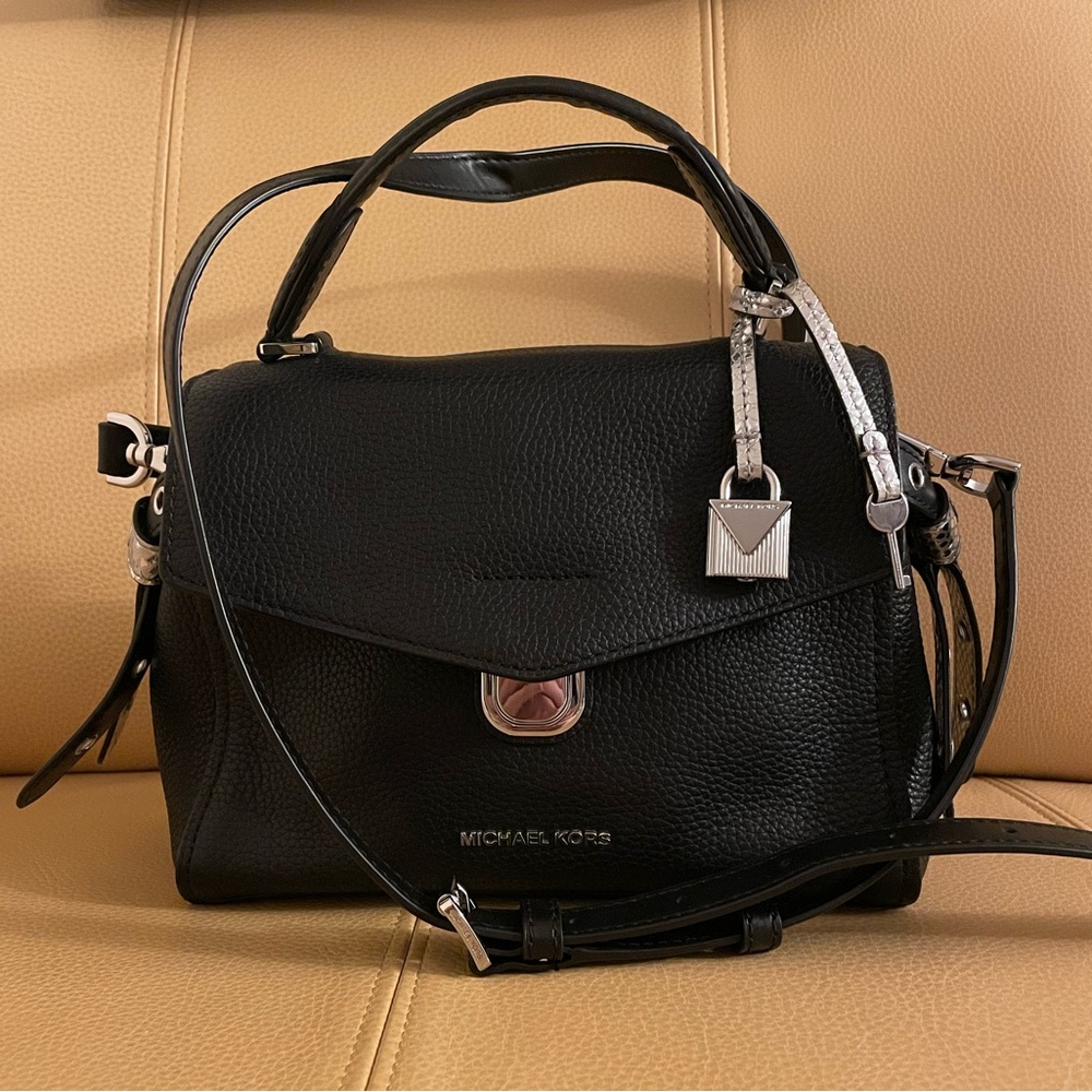 NEW LIMITED RELEASE  Michael Kors Black Bristol Small Leather Satchel W/ Silver